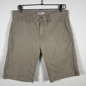 Just Jeans Chino Shorts Mens 32 Khaki Tan Cotton Twill Casual Summer Flat Front
